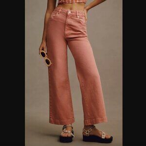 Rolla's Pink Sailor High-Rise Crop Wide-Leg Jeans 29"